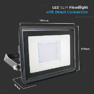VT-138 faro led 30W chip samsung SMD bianco naturale 4000K slim alluminio nero box derivazione IP65 - SKU 20311-Lire la description