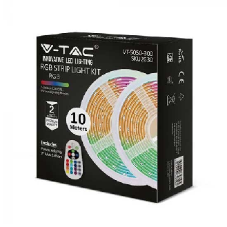 VT-5050-300 Kit striscia led RGB SMD5050 10M (2x5mt) 4,8W/M 12V IP20 + controller + alimentatore - sku 2630-Leggi tutto