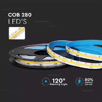 VT-421 Striscia LED 24V COB 5M 10W/m 1000lm/m bianco naturale 4000K CRI>80 IP20 - SKU 2668-Lire la description