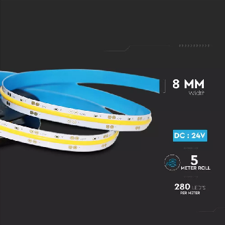 VT-421 Striscia LED 24V COB 5M 10W/m 1000lm/m bianco naturale 4000K CRI>80 IP20 - SKU 2668-Lire la description