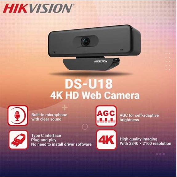 DS-U18 Webcam professionale 4K UHD 8MP Risoluzione @30fps ottica fissa 3.6mm microfono integrato USB 3.0 Type-C-Leggi tutto