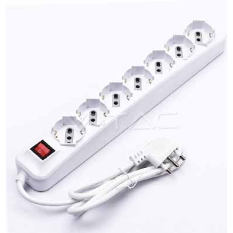 Multipresa ciabatta 7 posti bipasso/schuko presa tedesca 10/16A cavo 1,5mt interruttore luminoso - sku 8714-Leggi tutto
