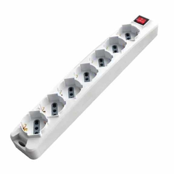 Multipresa ciabatta 7 posti bipasso/schuko presa tedesca 10/16A cavo 1,5mt interruttore luminoso - sku 8714-Leggi tutto