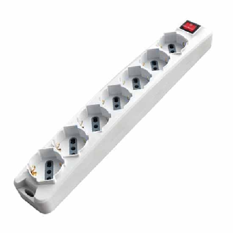 Multipresa ciabatta 7 posti bipasso/schuko presa tedesca 10/16A cavo 1,5mt interruttore luminoso - sku 8714-Leggi tutto