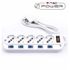 Multipresa ciabatta 5 posti bipasso/schuko presa tedesca con interruttore generale e singoli ON/OFF con protezione elettrica - sku 8738