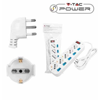 Multipresa ciabatta 5 posti bipasso/schuko presa tedesca con interruttore generale e singoli ON/OFF con protezione elettrica - sku 8738-Leggi tutto