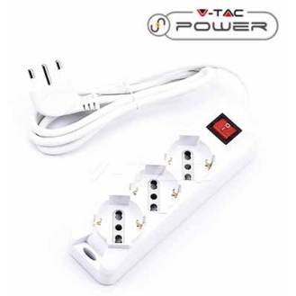 Multipresa ciabatta 3 posti bipasso/schuko presa tedesca 10/16A cavo 1,5mt interruttore luminoso - sku 8710-Leggi tutto