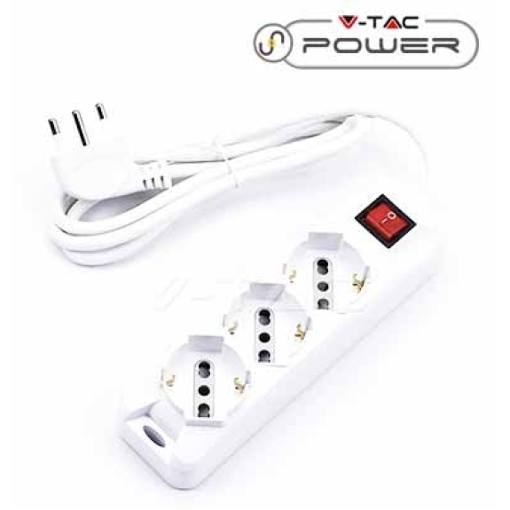 Multipresa ciabatta 3 posti bipasso/schuko presa tedesca 10/16A cavo 1,5mt interruttore luminoso - sku 8710-Leggi tutto