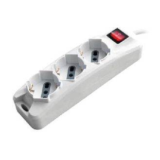 Multipresa ciabatta 3 posti bipasso/schuko presa tedesca 10/16A cavo 1,5mt interruttore luminoso - sku 8710-Leggi tutto
