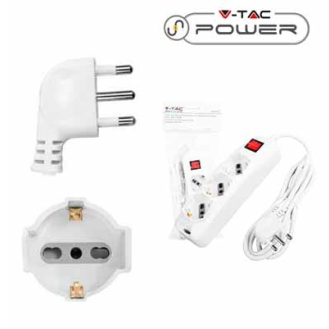 Multipresa ciabatta 3 posti bipasso/schuko presa tedesca 10/16A cavo 1,5mt interruttore luminoso - sku 8710-Leggi tutto