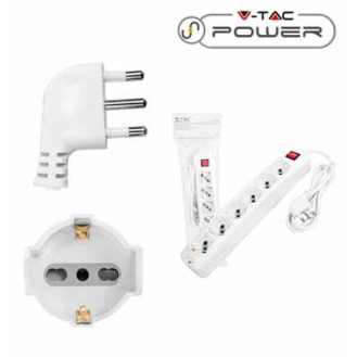 Multipresa ciabatta 6 posti bipasso/schuko presa tedesca 10/16A cavo 1,5mt interruttore luminoso - sku 8713-Leggi tutto