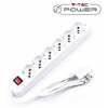 Multipresa ciabatta 6 posti bipasso/schuko presa tedesca 10/16A cavo 1,5mt interruttore luminoso - sku 8713
