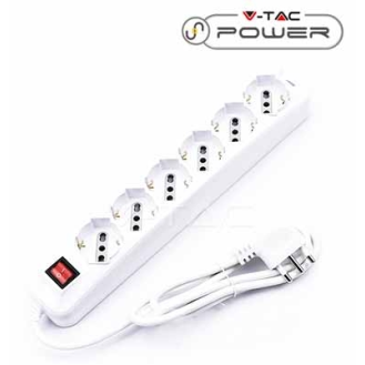 Multipresa ciabatta 6 posti bipasso/schuko presa tedesca 10/16A cavo 1,5mt interruttore luminoso - sku 8713-Leggi tutto