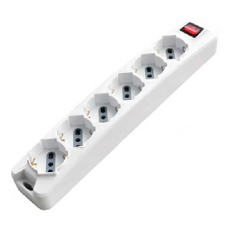 Multipresa ciabatta 6 posti bipasso/schuko presa tedesca 10/16A cavo 1,5mt interruttore luminoso - sku 8713-Leggi tutto