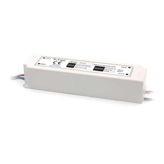VT -22105 SLIM LED 100W 12V 8A IP-IP67 PLIME PLIME PLASTIQUE IP67-Lire la description