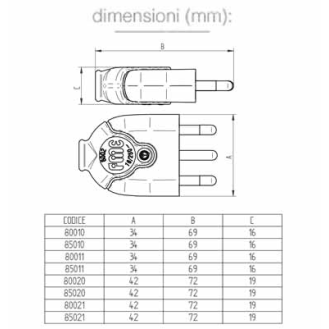 Spina italiana 2P+T 10A 250V mod. BICO'  80010-Leggi tutto
