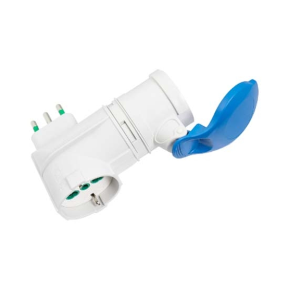 Adattatore industriale spina italiana 2P+T 16A 1 presa italo/tedesca 2P+T 16A 1 presa 2P+T 16A 200-250V IP44  73010-Leggi tutto