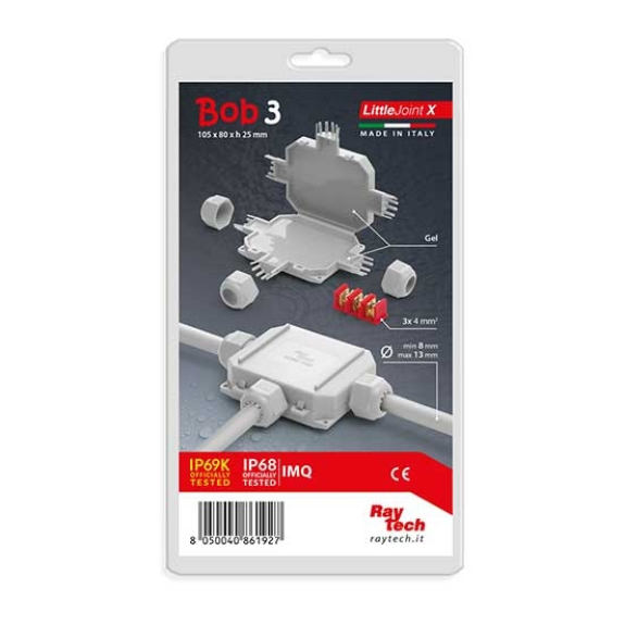 Giunto preriempito in gel IP68/IP69K completo di connettore blister 1pcs  Little Joint X BOB3-Leggi tutto