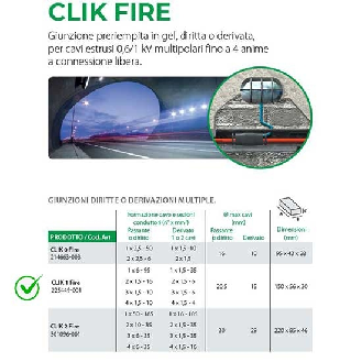 Giunzione preriempita in gel a connessione libera rapida per cavi estrusi 0,6/1 kV  Clik 1 Fire-Leggi tutto