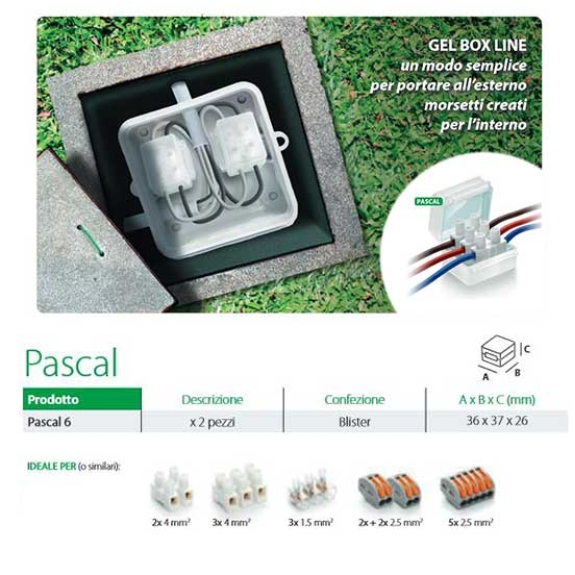 Cover preriempita in gel IPX8 per la protezione di morsetti e connettori 450/750V blister 2pcs  Gel Box Line Pascal 6-Leggi tutto