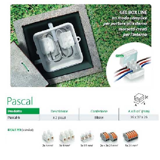 Cover preriempita in gel IPX8 per la protezione di morsetti e connettori 450/750V blister 2pcs  Gel Box Line Pascal 6-Leggi tutto