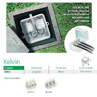 Cover preriempita in gel IPX8 per la protezione di morsetti e connettori 450/750V blister 1pcs  Gel Box Line Kelvin-Leggi tutto