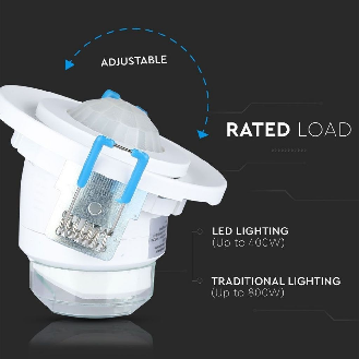 VT-8030 Sensore di movimento a infrarossi PIR 360°orientabile montaggio a incasso soffitto Regolabile 360° IP20 sku 5091-Leggi tutto