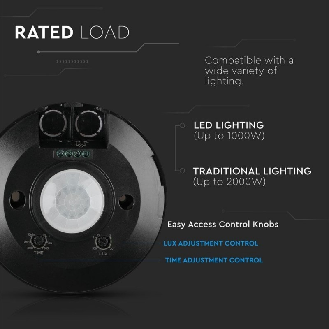 VT-8027 Sensore di movimento PIR infrarosso SLIM colore nero a plafone IP20 da soffitto 360° sku  5087-Leggi tutto