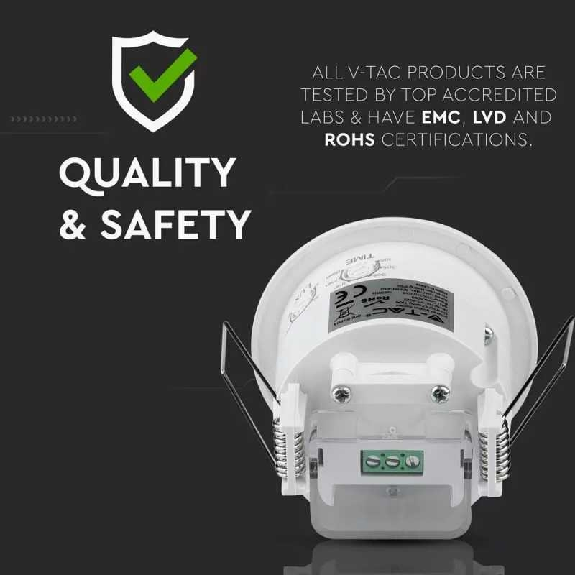 VT-8029 Sensore di movimento infrarossi PIR 360° a incasso da soffitto  IP20 sku 5090-Leggi tutto