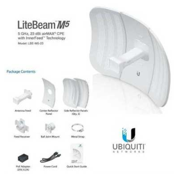 Antenna Ubiquiti LBE-M5-23 Ubiquiti 5 GHz LiteBeam 23dBi airMAX 100Mbps-Leggi tutto