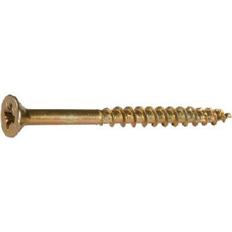 Vis à bois aggloméré tête fraisée Pozidriv entièrement filetée revêtement YELLOX 2,5x20mm boîte de 1000 pièces-Lire la description
