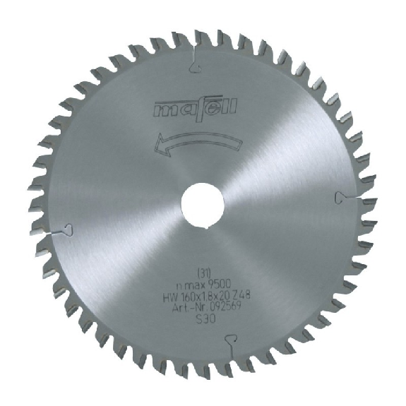 Mafell Sgeblatt-HM, 160 x 1,2/1,8 x 20 mm, Z 48, FZ/TR, fr Schichtstoffplatten-Beschreibung lesen
