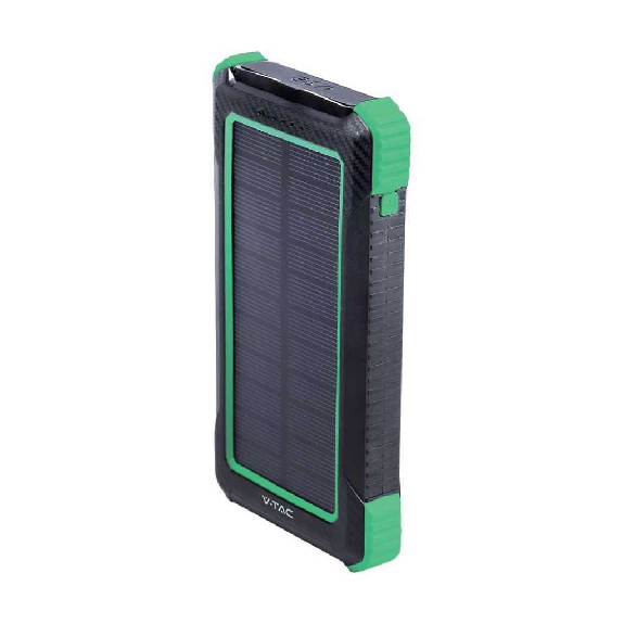 VT -11111 Banque d'alimentation avec panneau Panneau photovoltaïque Chargeur portable 10.000mAh avec charge sans fil 3 sorties blanches USB 2A - SKU 7835-Beschreibung lesen