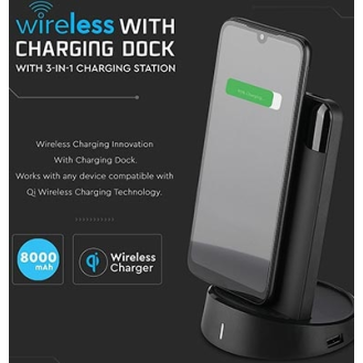 VT-3509 Power Bank caricabatterie portatile 8.000mah con ricarica wireless e base di ricarica corpo nero - sku 8863-Leggi tutto