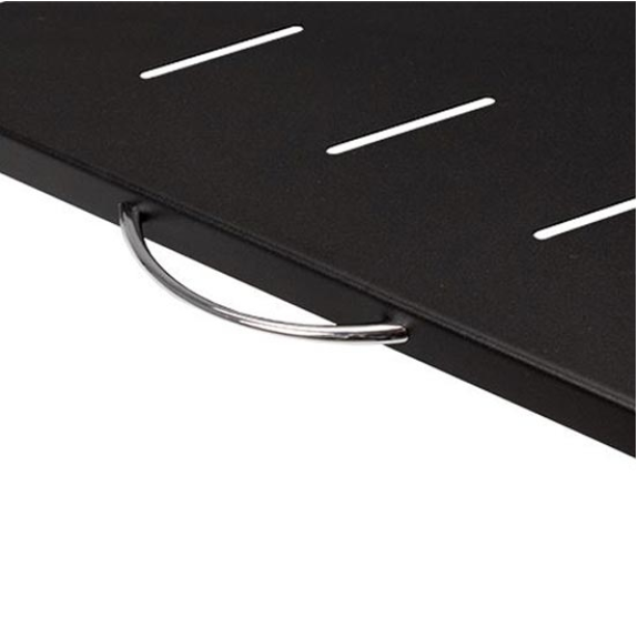 Scaffale estraibile 350mm 1U con maniglia per armadio Rack 19" Nero RAL9005 fornito di viti di montaggio-Leggi tutto