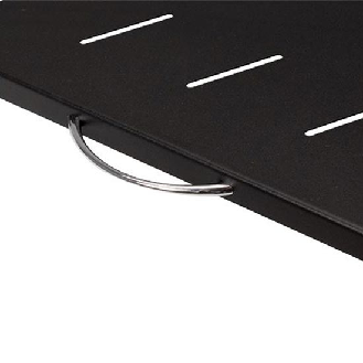 Scaffale estraibile 350mm 1U con maniglia per armadio Rack 19" Nero RAL9005 fornito di viti di montaggio-Leggi tutto