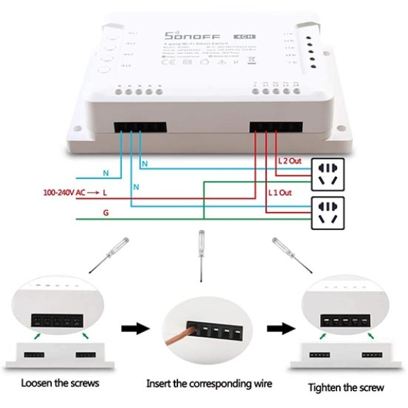 Interruttore universale smart switch WiFi controllo 4Ch linee indipendenti con temporizzazione guida DIN  4CHR3-Leggi tutto