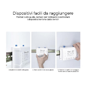 Interruttore universale smart switch WiFi controllo 4Ch linee indipendenti con temporizzazione guida DIN  4CHR3-Leggi tutto