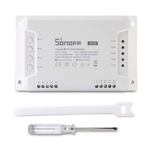 Interruttore universale smart switch WiFi controllo 4Ch linee indipendenti con temporizzazione guida DIN  4CHR3-Leggi tutto