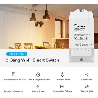 Interruttore universale smart switch WiFi controllo 2Ch linee indipendenti con temporizzazione  DUALR2-Leggi tutto