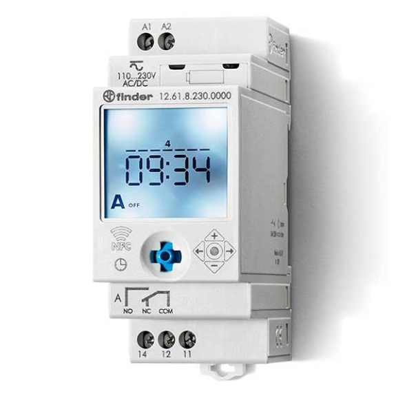 Interruttore orario settimanale digitale smart NFC 1 contatto 16A 2 modalità di programmazioni Tipo 12.61  126182300000-Leggi tutto