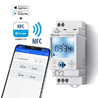 Interruttore orario/astronomico digitale smart NFC 1 contatto 16A 2 modalità di programmazioni Tipo 12.81  128182300000-Leggi tutto