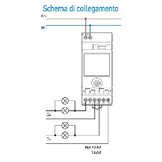 Interruttore orario/astronomico settimanale digitale smart NFC 2 contatti 16A 2 modalità di programmazioni Tipo 12.A2  12A282300000-Leggi tutto
