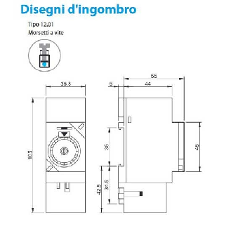 Interruttore orario elettromeccanico giornaliero 1 contatto 16A montaggio barra DIN Tipo 12.01  120182300000-Leggi tutto