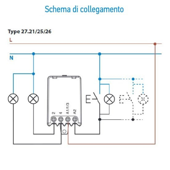 Relè EVO interruttore elettromeccanico ad impulsi 1 o 2 contatti con circuito bobina e contatti ad eccitazione comune  27218230-Leggi tutto