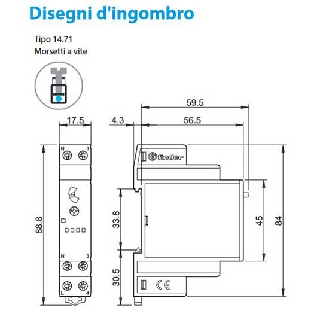 Temporizzatore luce scale 3 funzioni 16A con morsetti a vite montaggio barra DIN Tipo 14.71  147182300000-Leggi tutto