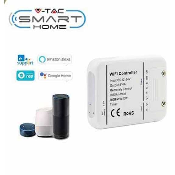 Controller dimmer Wi-Fi per strisce led wifi gestione remota da smartphone google alexa Smart Home VT-5009  - sku 8426-Leggi tutto