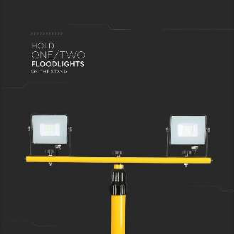 VT-41150 Treppiede cavalletto in alluminio per 2 fari LED da 10w fino a 50W colore giallo SKU 9104-Beschreibung lesen