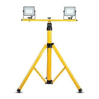 VT-41150 Treppiede cavalletto in alluminio per 2 fari LED da 10w fino a 50W colore giallo SKU 9104-Beschreibung lesen