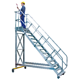 Plattformtreppe fahrbar 45° Stufenbreite 1000mm 17 Stufen-Beschreibung lesen